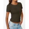 image:imageTrendy Queen Womens Crewneck Ribbed Knit Fitted TShirtArmy Green