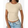 image:imageTrendy Queen Womens Crewneck Ribbed Knit Fitted TShirtBeige