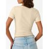 image:imageTrendy Queen Womens Crewneck Ribbed Knit Fitted TShirtBeige