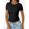 image:imageTrendy Queen Womens Crewneck Ribbed Knit Fitted TShirtBlack