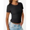 image:imageTrendy Queen Womens Crewneck Ribbed Knit Fitted TShirtBlack