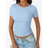 image:imageTrendy Queen Womens Crewneck Ribbed Knit Fitted TShirtBlue