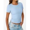 image:imageTrendy Queen Womens Crewneck Ribbed Knit Fitted TShirtBlue