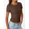 image:imageTrendy Queen Womens Crewneck Ribbed Knit Fitted TShirtBrown