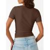 image:imageTrendy Queen Womens Crewneck Ribbed Knit Fitted TShirtBrown