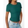image:imageTrendy Queen Womens Crewneck Ribbed Knit Fitted TShirtForest Green