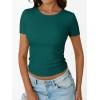 image:imageTrendy Queen Womens Crewneck Ribbed Knit Fitted TShirtForest Green