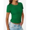 image:imageTrendy Queen Womens Crewneck Ribbed Knit Fitted TShirtGreen