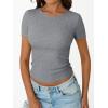 image:imageTrendy Queen Womens Crewneck Ribbed Knit Fitted TShirtGrey