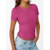 image:imageTrendy Queen Womens Crewneck Ribbed Knit Fitted TShirtHot Pink
