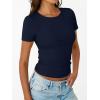 image:imageTrendy Queen Womens Crewneck Ribbed Knit Fitted TShirtNavy Blue