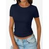image:imageTrendy Queen Womens Crewneck Ribbed Knit Fitted TShirtNavy Blue