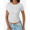 image:imageTrendy Queen Womens Crewneck Ribbed Knit Fitted TShirtOatmeal Grey