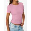 image:imageTrendy Queen Womens Crewneck Ribbed Knit Fitted TShirtPink