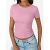 image:imageTrendy Queen Womens Crewneck Ribbed Knit Fitted TShirtPink