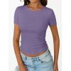 image:imageTrendy Queen Womens Crewneck Ribbed Knit Fitted TShirtPurple