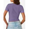 image:imageTrendy Queen Womens Crewneck Ribbed Knit Fitted TShirtPurple