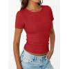 image:imageTrendy Queen Womens Crewneck Ribbed Knit Fitted TShirtRed