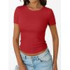 image:imageTrendy Queen Womens Crewneck Ribbed Knit Fitted TShirtRed
