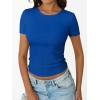 image:imageTrendy Queen Womens Crewneck Ribbed Knit Fitted TShirtRoyal Blue