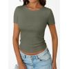 image:imageTrendy Queen Womens Crewneck Ribbed Knit Fitted TShirtSage Green