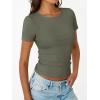 image:imageTrendy Queen Womens Crewneck Ribbed Knit Fitted TShirtSage Green