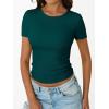 image:imageTrendy Queen Womens Crewneck Ribbed Knit Fitted TShirtTeal