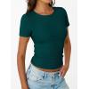 image:imageTrendy Queen Womens Crewneck Ribbed Knit Fitted TShirtTeal