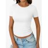 image:imageTrendy Queen Womens Crewneck Ribbed Knit Fitted TShirtWhite
