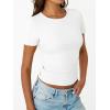 image:imageTrendy Queen Womens Crewneck Ribbed Knit Fitted TShirtWhite
