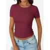 image:imageTrendy Queen Womens Crewneck Ribbed Knit Fitted TShirtWine