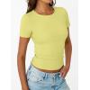 image:imageTrendy Queen Womens Crewneck Ribbed Knit Fitted TShirtYellow
