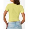 image:imageTrendy Queen Womens Crewneck Ribbed Knit Fitted TShirtYellow