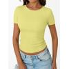 image:imageTrendy Queen Womens Crewneck Ribbed Knit Fitted TShirtYellow