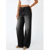 image:imageTrendy Queen Womens High Waisted Straight Wide Leg Jeans Comfort Stretch Baggy Denim PantsBlack