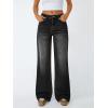 image:imageTrendy Queen Womens High Waisted Straight Wide Leg Jeans Comfort Stretch Baggy Denim PantsBlack