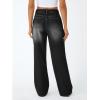 image:imageTrendy Queen Womens High Waisted Straight Wide Leg Jeans Comfort Stretch Baggy Denim PantsBlack