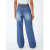 image:imageTrendy Queen Womens High Waisted Straight Wide Leg Jeans Comfort Stretch Baggy Denim PantsBlue