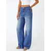 image:imageTrendy Queen Womens High Waisted Straight Wide Leg Jeans Comfort Stretch Baggy Denim PantsBlue
