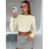 image:imageTrendy Queen Womens Long Sleeve Crop Tops Basic Slim Fitted Shirts Spring Fashion Outfits 2026 Teen Girl ClothesApricot