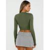 image:imageTrendy Queen Womens Long Sleeve Crop Tops Basic Slim Fitted Shirts Spring Fashion Outfits 2026 Teen Girl ClothesArmy Green