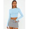 image:imageTrendy Queen Womens Long Sleeve Crop Tops Basic Slim Fitted Shirts Spring Fashion Outfits 2026 Teen Girl ClothesBaby Blue