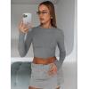 image:imageTrendy Queen Womens Long Sleeve Crop Tops Basic Slim Fitted Shirts Spring Fashion Outfits 2026 Teen Girl ClothesBlack Grey