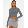 image:imageTrendy Queen Womens Long Sleeve Crop Tops Basic Slim Fitted Shirts Spring Fashion Outfits 2026 Teen Girl ClothesBlack Grey