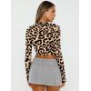 image:imageTrendy Queen Womens Long Sleeve Crop Tops Basic Slim Fitted Shirts Spring Fashion Outfits 2026 Teen Girl ClothesBlack Leopard