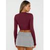image:imageTrendy Queen Womens Long Sleeve Crop Tops Basic Slim Fitted Shirts Spring Fashion Outfits 2026 Teen Girl ClothesBurgundy