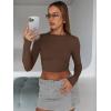 image:imageTrendy Queen Womens Long Sleeve Crop Tops Basic Slim Fitted Shirts Spring Fashion Outfits 2026 Teen Girl ClothesChocolate Brown
