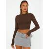 image:imageTrendy Queen Womens Long Sleeve Crop Tops Basic Slim Fitted Shirts Spring Fashion Outfits 2026 Teen Girl ClothesChocolate Brown