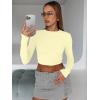 image:imageTrendy Queen Womens Long Sleeve Crop Tops Basic Slim Fitted Shirts Spring Fashion Outfits 2026 Teen Girl ClothesCreamy Yellow