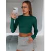 image:imageTrendy Queen Womens Long Sleeve Crop Tops Basic Slim Fitted Shirts Spring Fashion Outfits 2026 Teen Girl ClothesDark Green